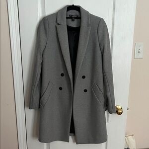 Gray Double-Breasted Women's Coat Size XS